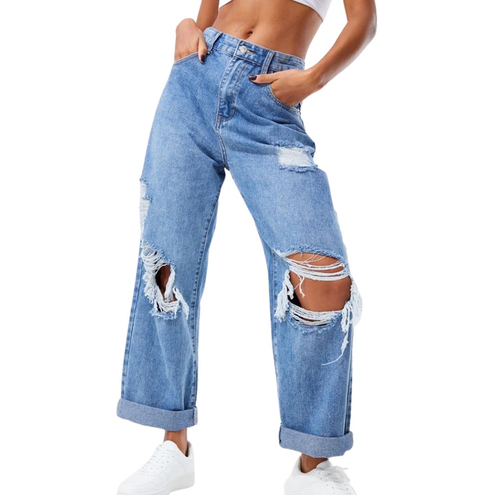 PrettyLittleThing Baggy Button-Fly Boyfriend Jeans